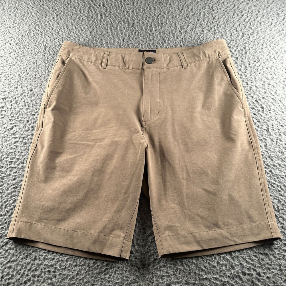 Faherty All Day Shorts Mens 32 Khaki Stretch Flat Front Casual Beach Summer